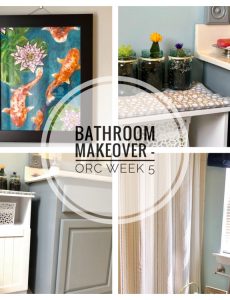 For the 5th week of the One Room Challenge, I added new decor to my daughters' bathroom -- including a painting one of my daughters painted!