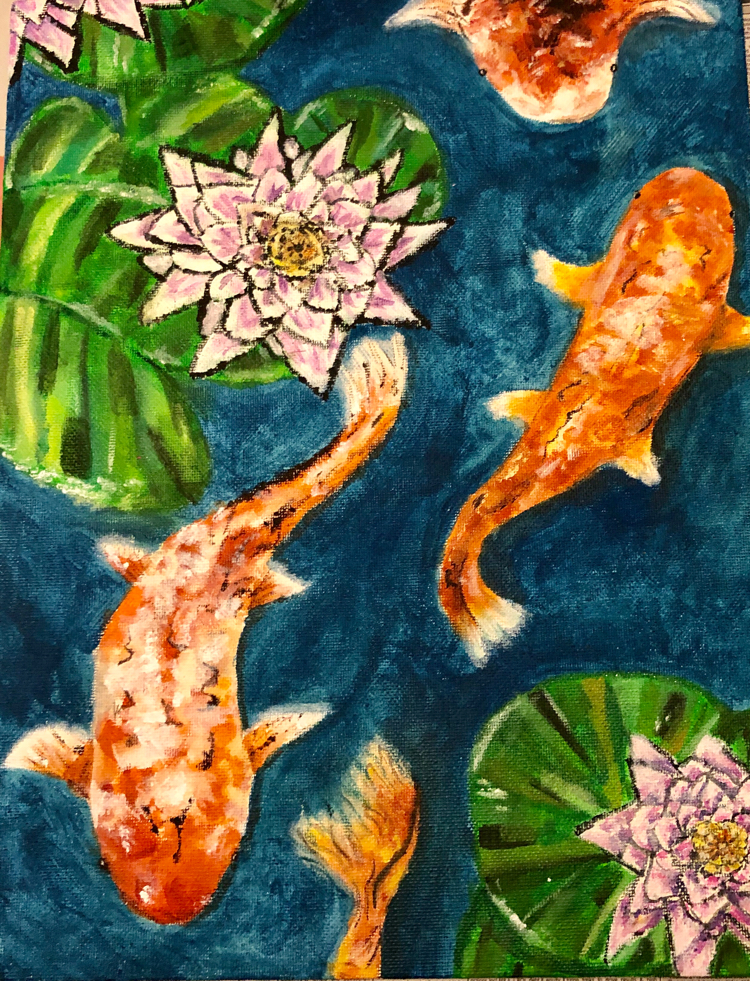 Beautiful koi fish painting by EK