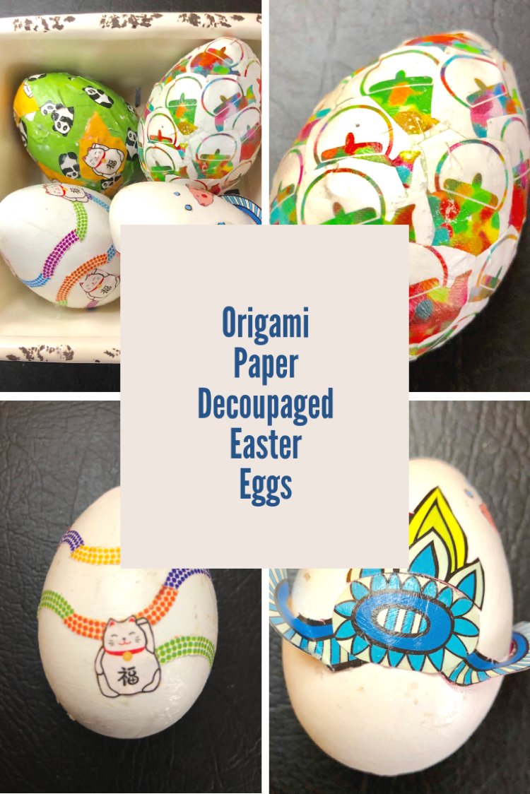 I love this idea of decoupaging craft Easter eggs with origami paper