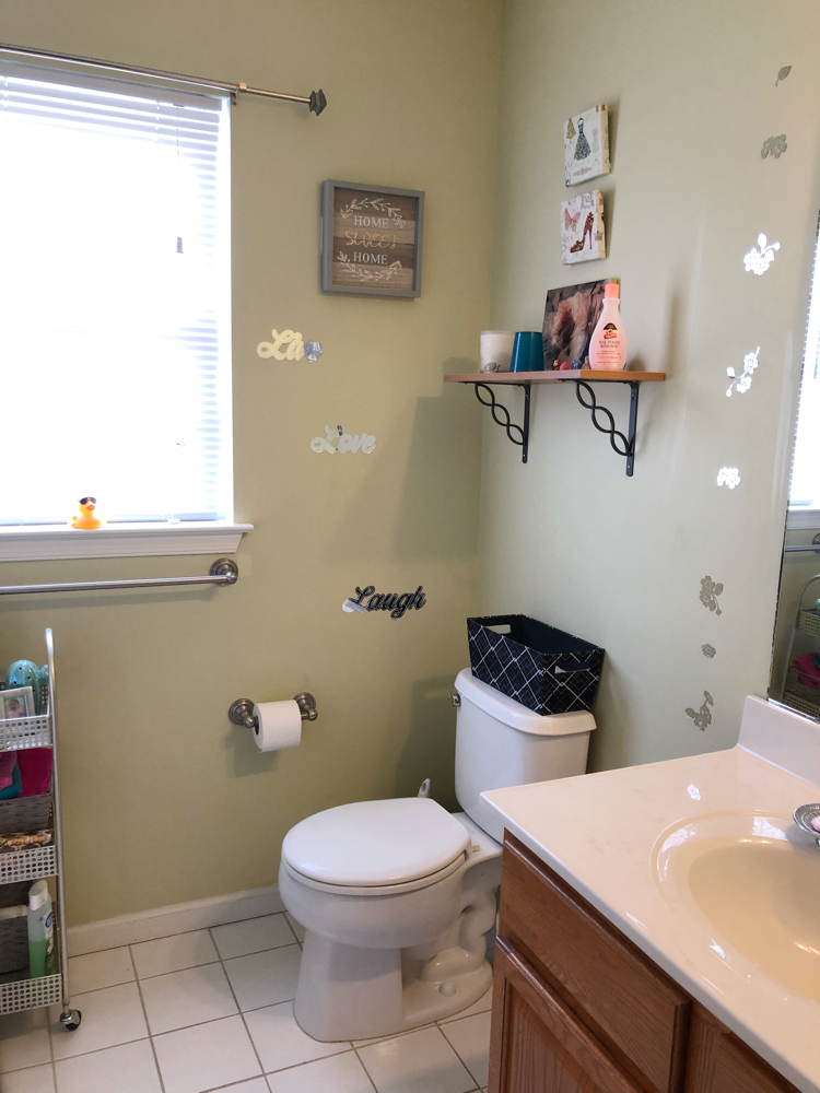 Tween bathroom in sage green