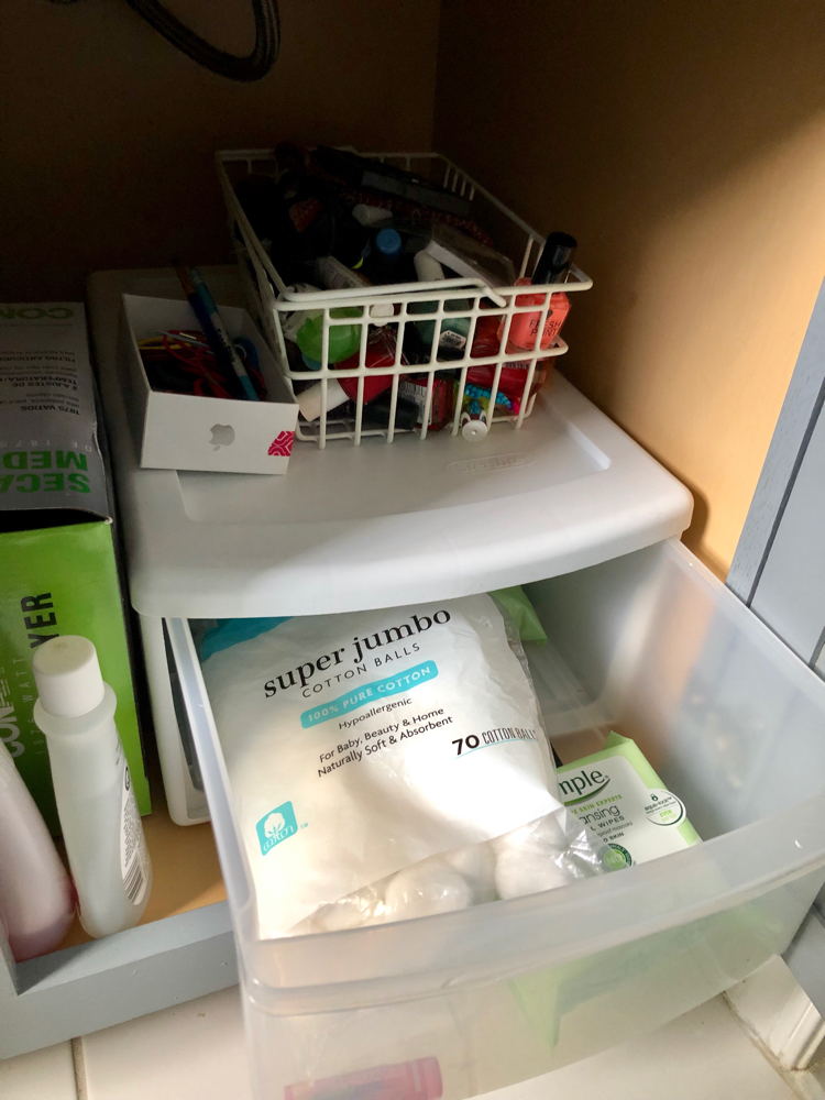 bathroom cabinet organization