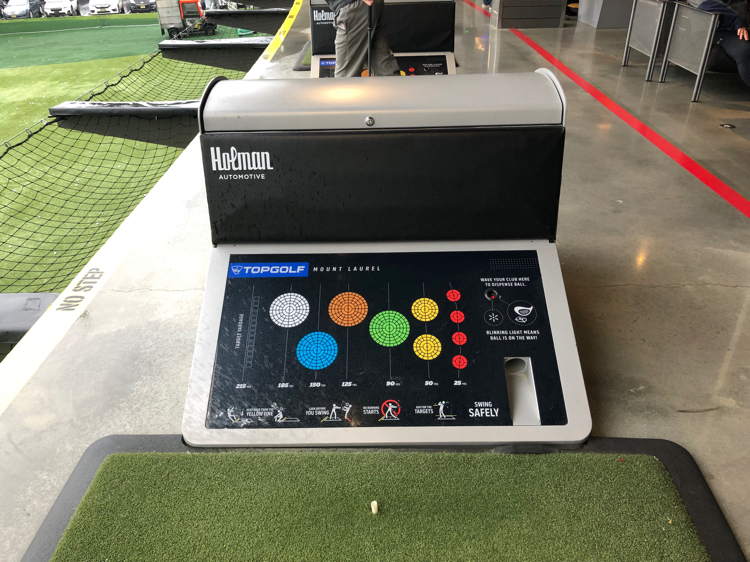 Golf console at Topgolf in Mount Laurel, NJ