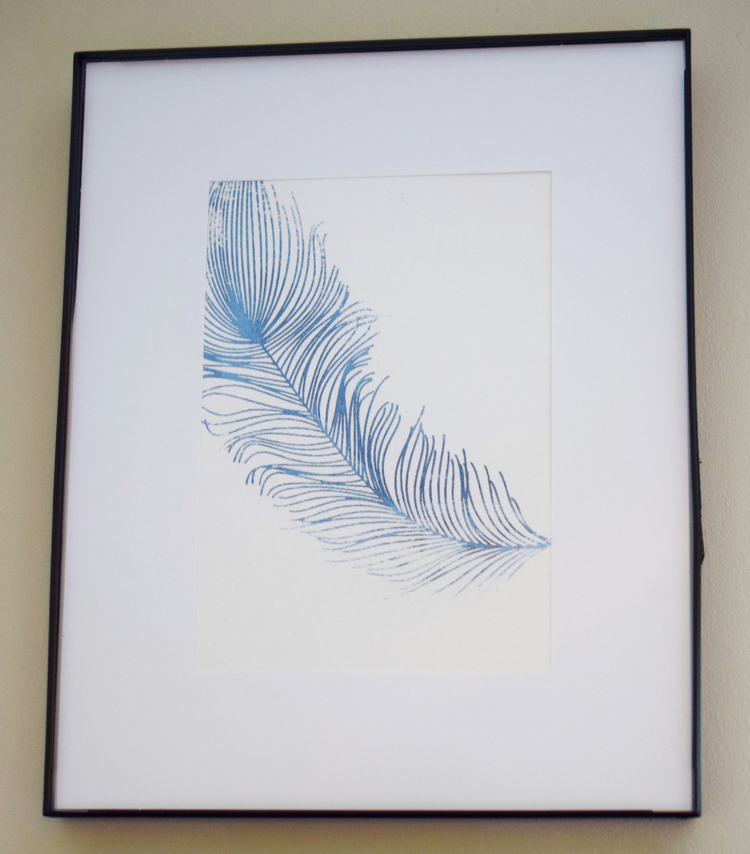 A beautiful stenciled feather from A Maker's Studio stencil