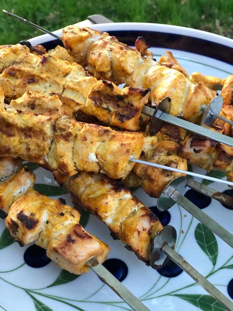 I love this recipe for easy and savory chicken tandoori skewers on the grill