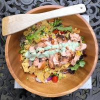 Green Salad with Salmon, Avocado & Tomato (Plus Cilantro Lime Dressing)