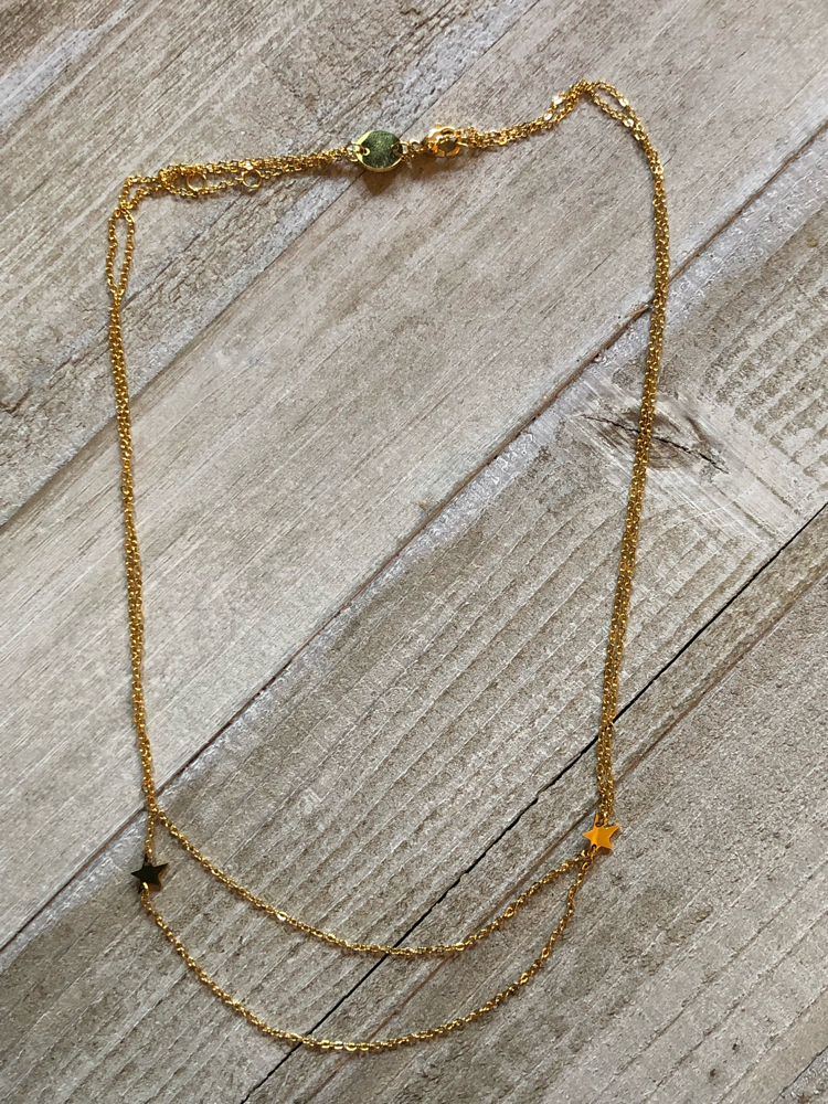 Double star choker gold necklace from the summer FabFitFun box