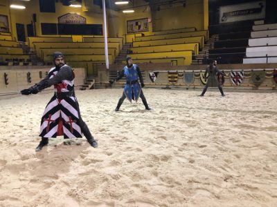 We received some knights' training during our behind the scenes Medieval Times tour.