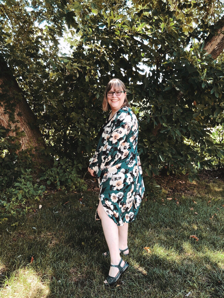 This beautiful green floral chiffon kimono is available at PinkBlush.