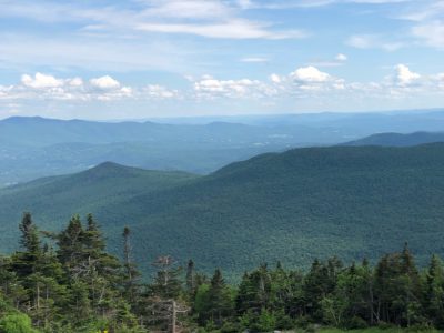 Beautiful Adirondack views from the top of Mount Mansfield in Stowe, Vermont