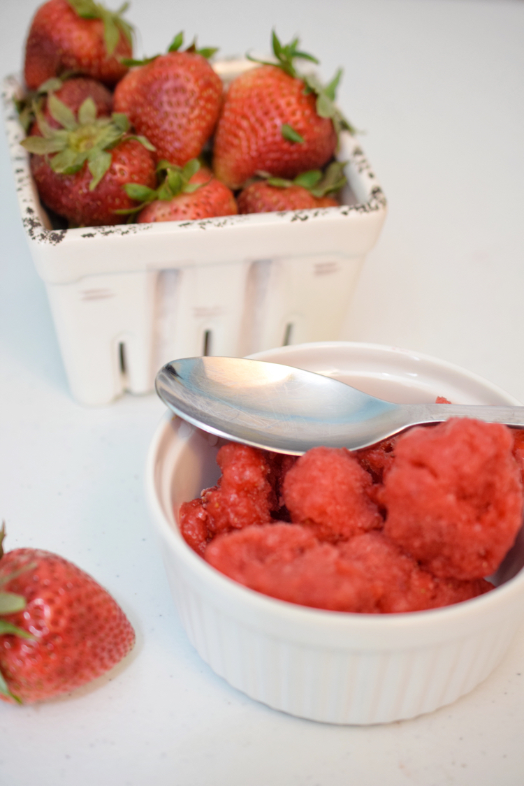 Delicious homemade strawberry sorbet 