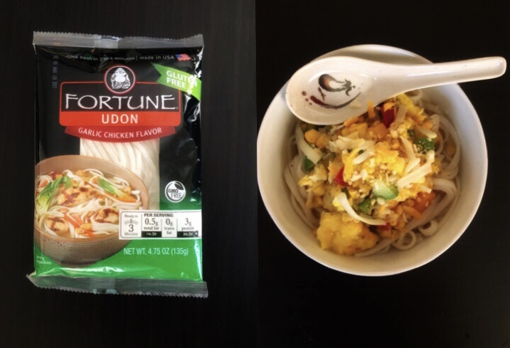 Tex-Mex breakfast udon made with Fortune brand udon