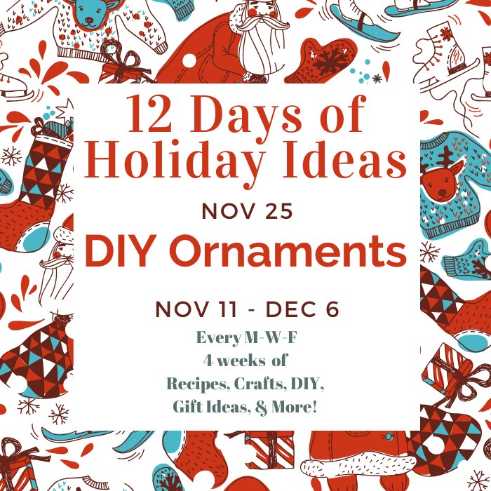 Today for the 12 Days of Holiday Ideas Blog Hop, we will be featuring lots of tutorials on how to make your own DIY ornaments this Christmas