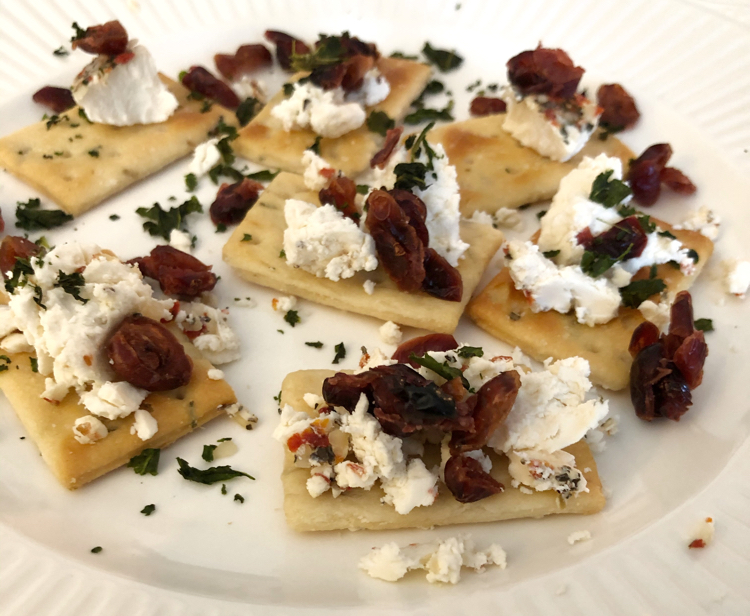 These simple basil and cranberry goat cheese appetizers are perfect for Thanksgiving!