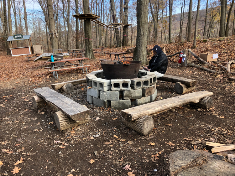 The fire pit at TreEscape Aerial Adventure Ropes Course at Mountain Creek