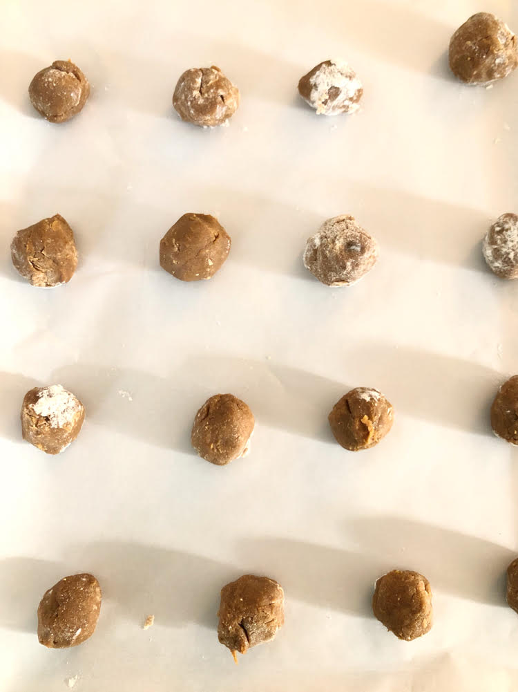 balls of gingerbread dough for baking