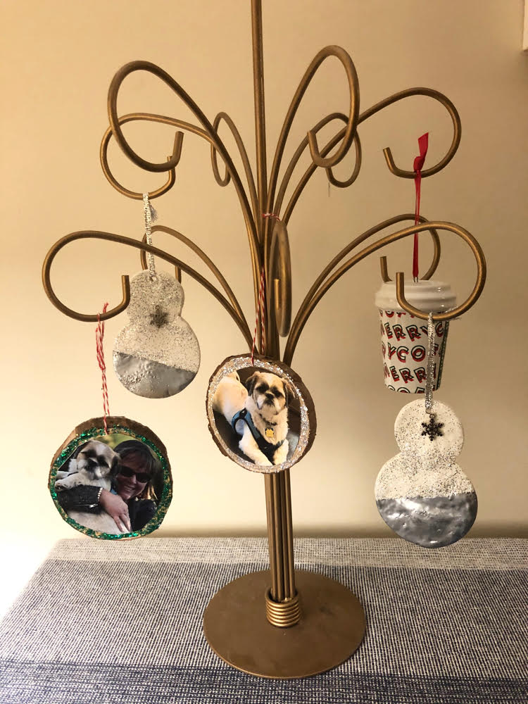 A 1950's gold ornament tree