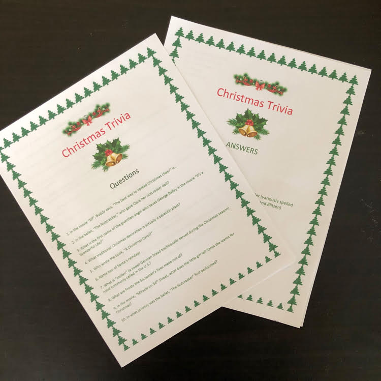 Get your free printable of 25 holiday Christmas trivia questions for your holiday party.