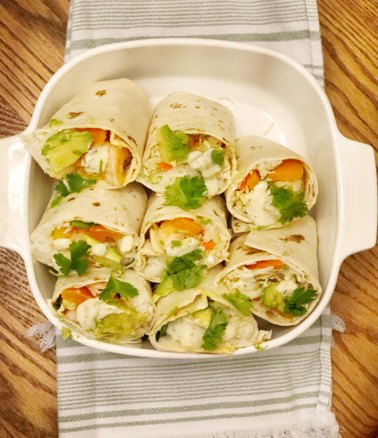 I love this recipe for shrimp burritos -- it's a great potluck dish.