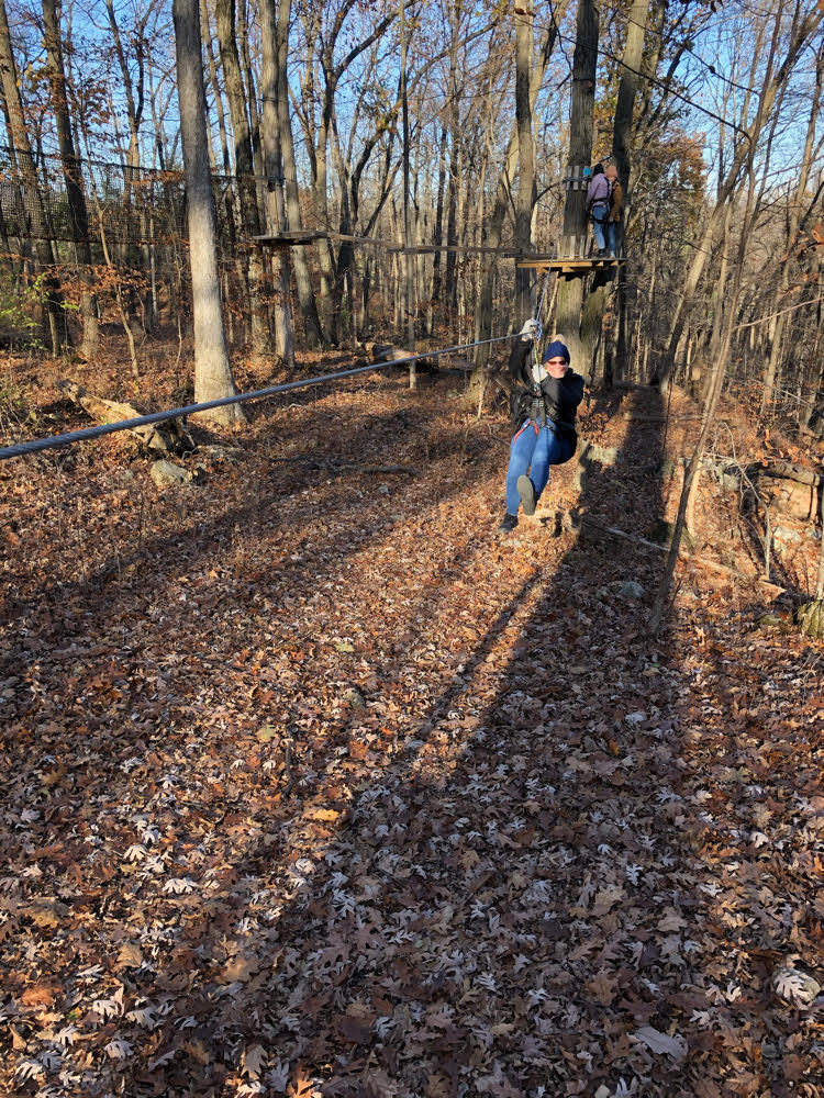 Zip lining at the TreEscape Aerial Adventures Course at Mountain Creek in Vernon, NJ