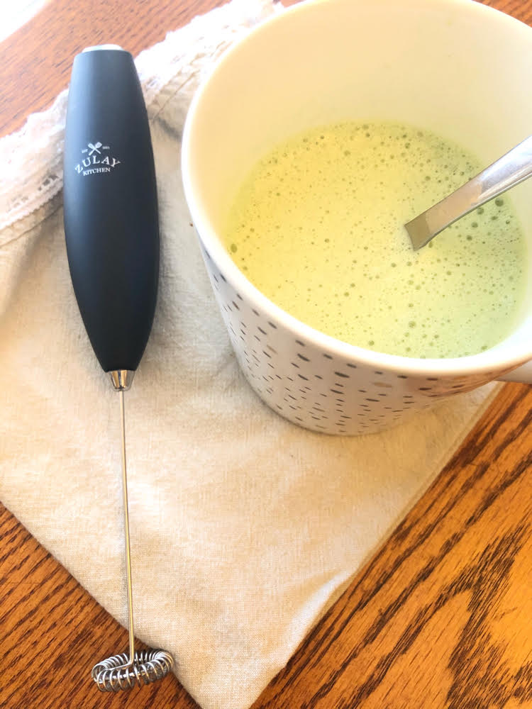 It's easy to make a green tea latte at home with a milk frother from Zulay Kitchen