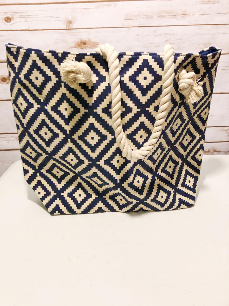The Summer & Rose Navy Diamond Tote from the Spring Fab Fit Fun box is perfect for running errands or hitting the swim club come summer.