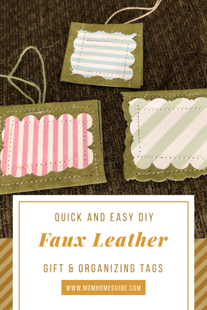 DIY faux leather tags for gifts and organizing made by Kraft-tex paper.