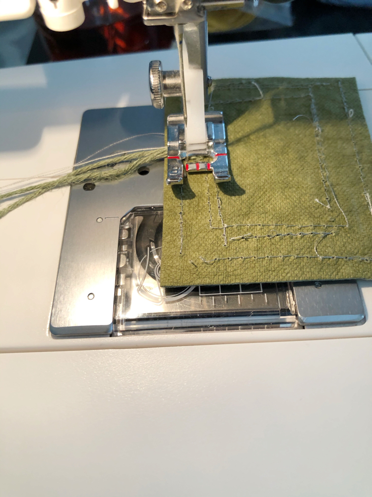 Sewing ties onto DIY gift tags