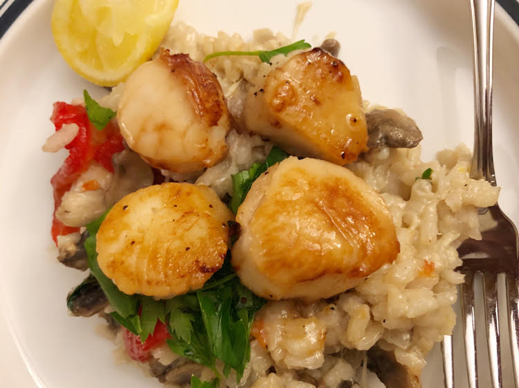 seared bay scallops with homemade risotto