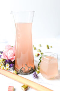 Rhubarb gin cocktail and flowers