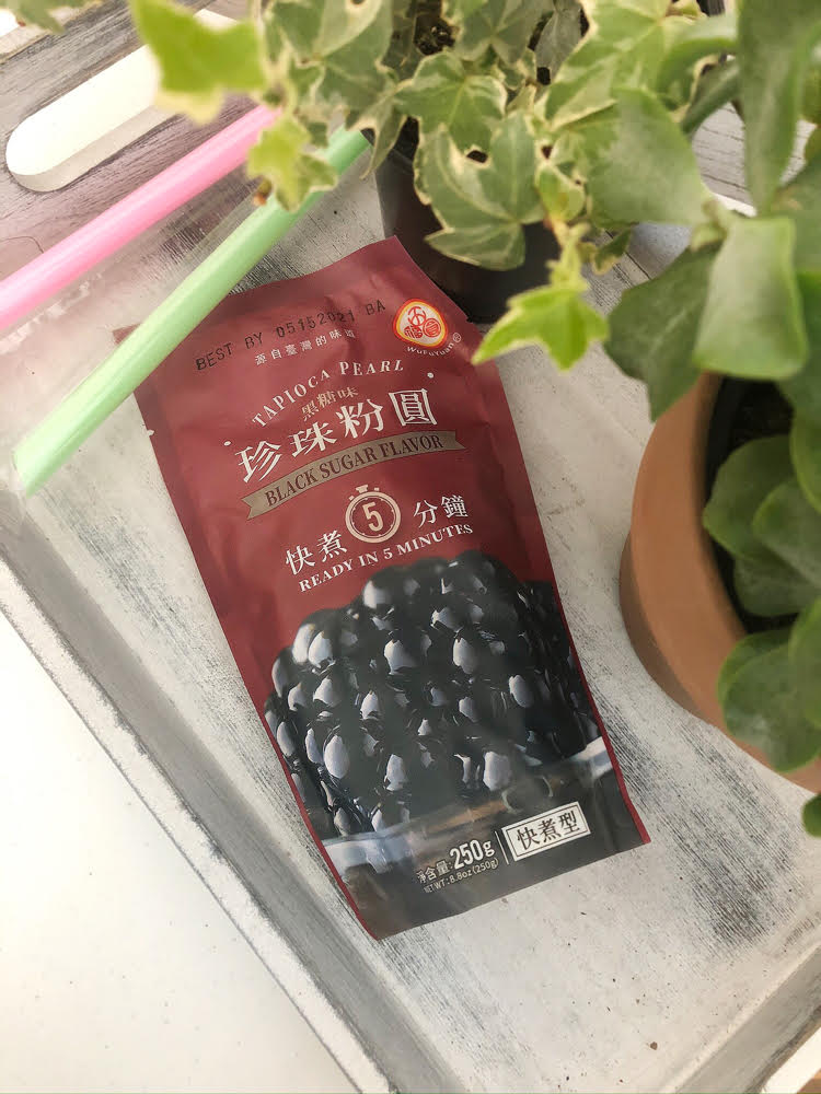 A bag of boba teas for making boba or bubble tea at home