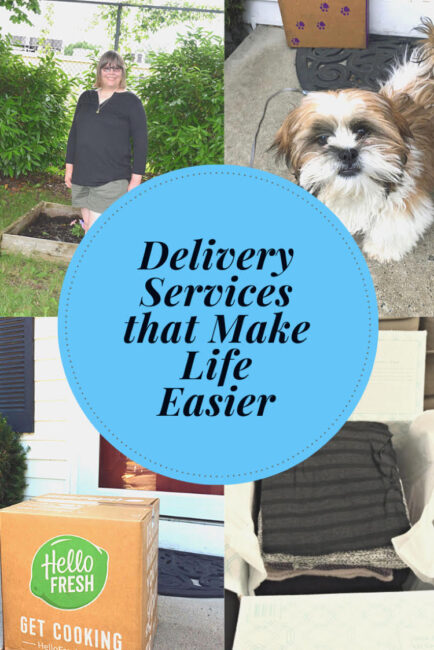 Hello Fresh food delivery box, PupBox subscription box for dogs, Stitch Fix clothing subscription box and Lauren of Mom Home Guide