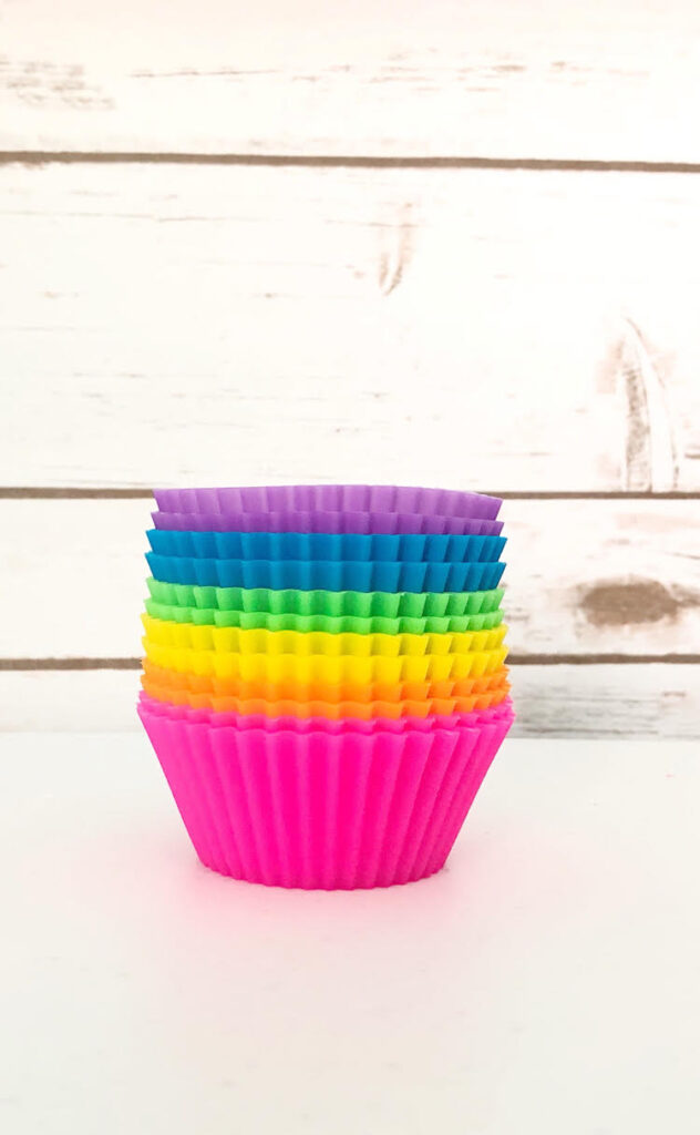 12 Pack Rainbow Color Silicone Baking Cups, Reusable Cupcake