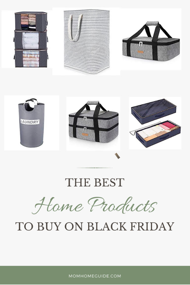 best products to buy for your home on Black Friday - under the bed storage bags, large clothing storage bags, insulated casserole carriers and durable cloth laundry baskets.