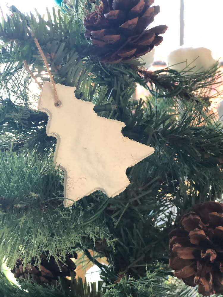 A White Christmas tree salt dough ornament