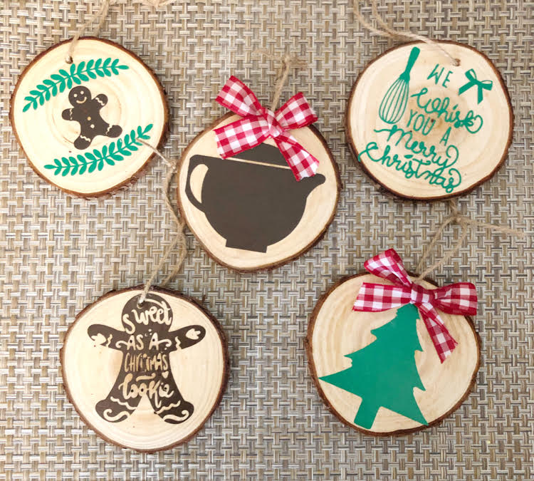 DIY Wood Slice Christmas Ornaments with Cricut - Crafting a Lovely Life