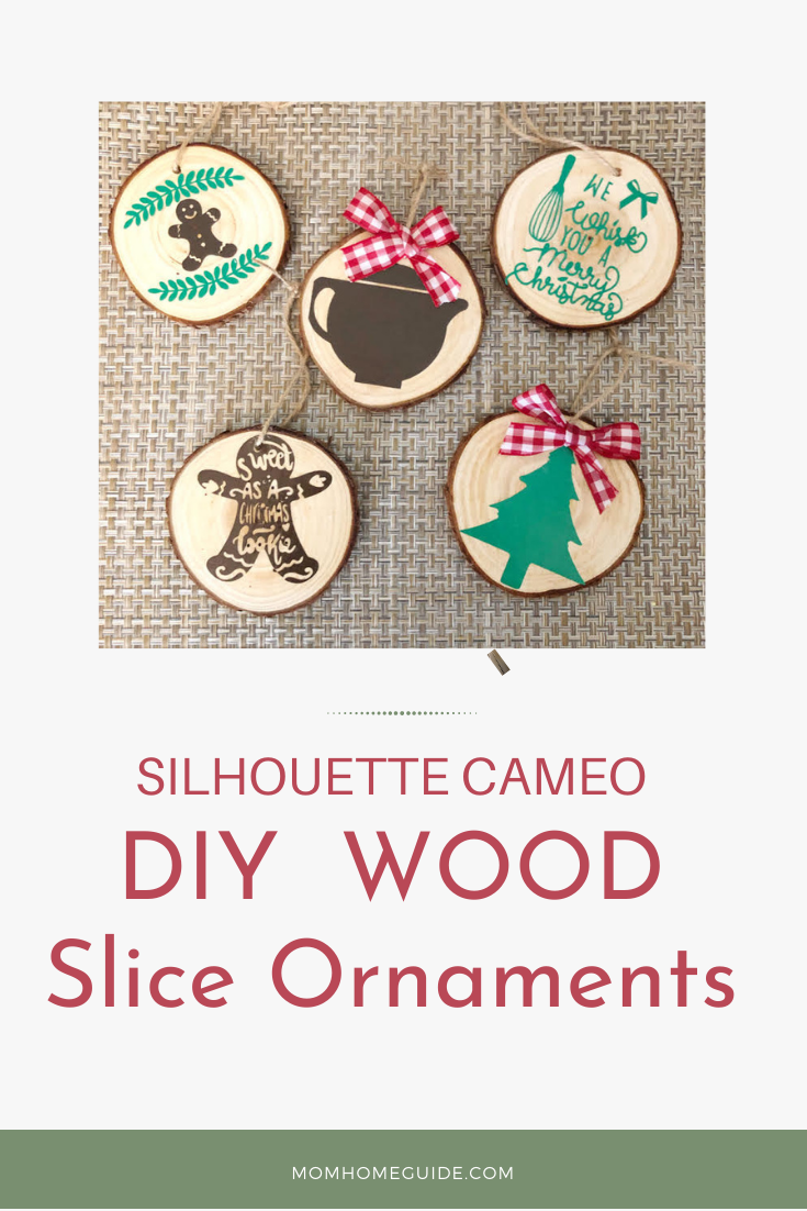 DIY wood slice ornaments using a Silhouette Cameo machine