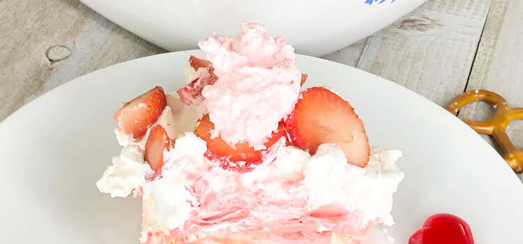 I love this simple but incredibly good pink strawberry cheesecake pie with a pretzel crust. It's perfect for Valentine's Day!