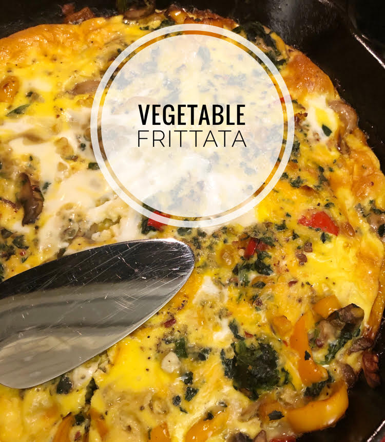 A delicious cheddar, mushroom and three pepper frittata