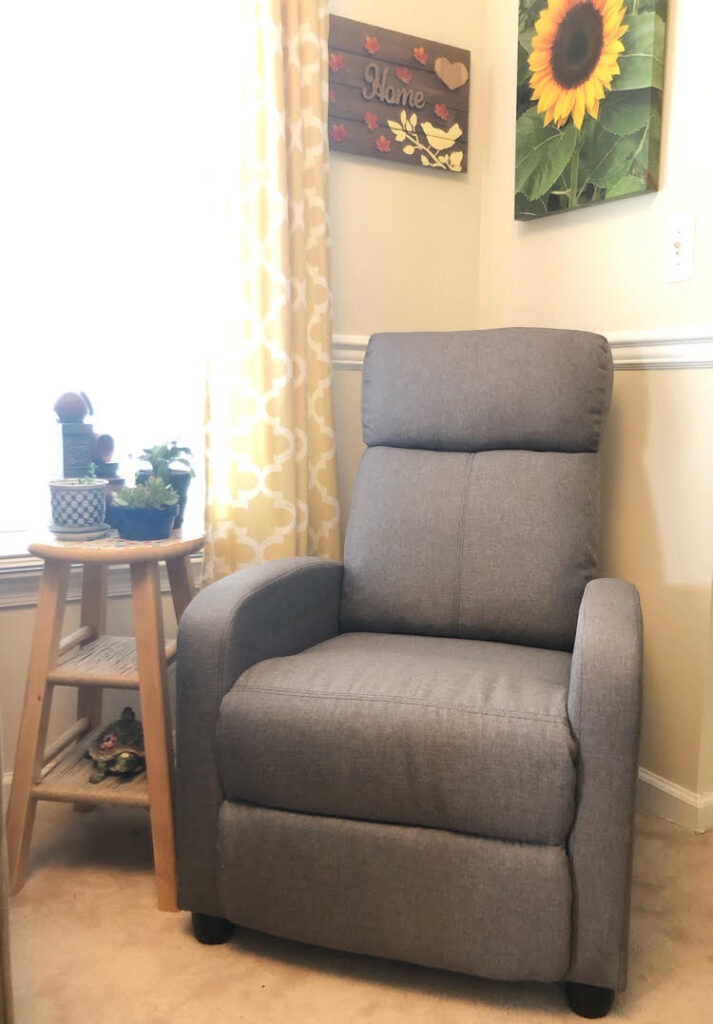 comfortable gray recliner chair