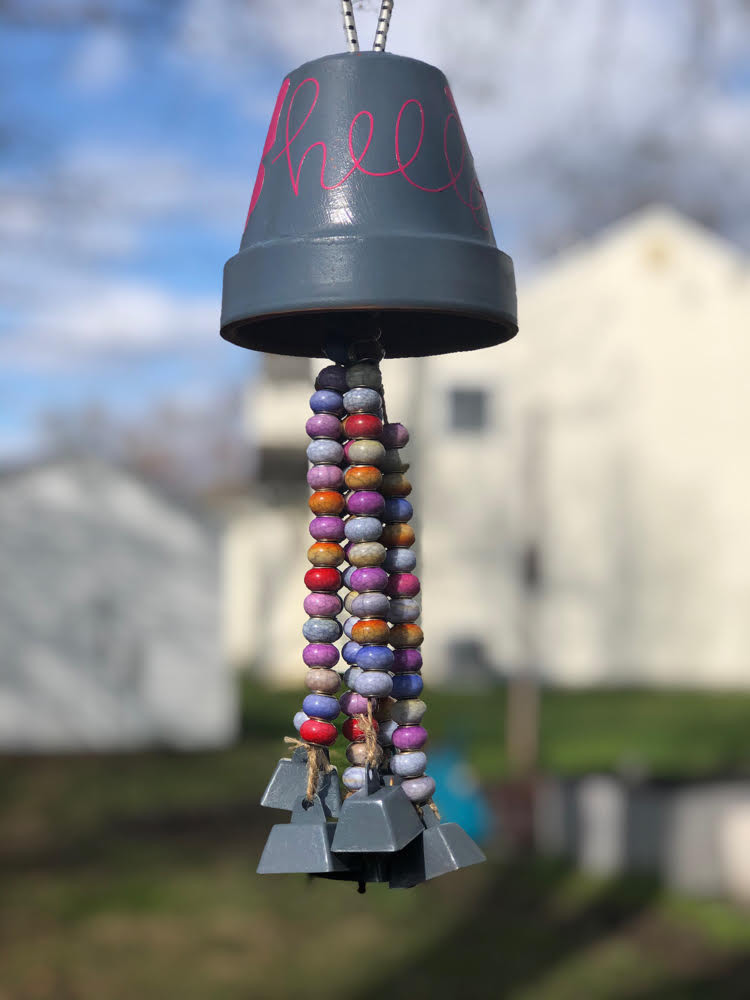 DIY Flower Pot Beaded Wind Chimes - momhomeguide.com