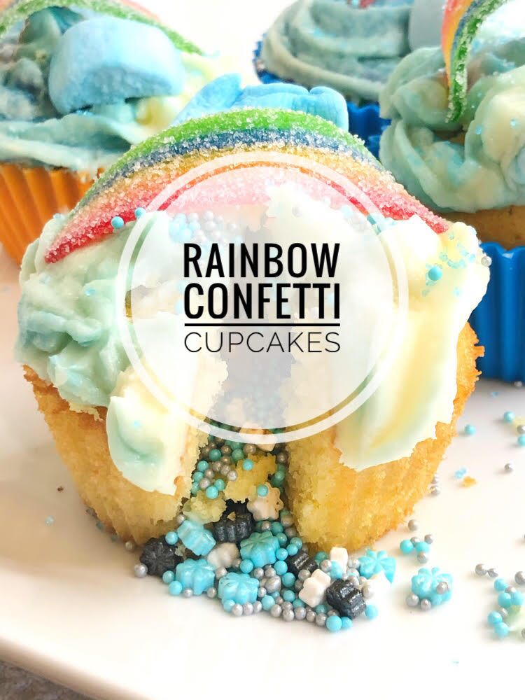 rainbow confetti cupcakes