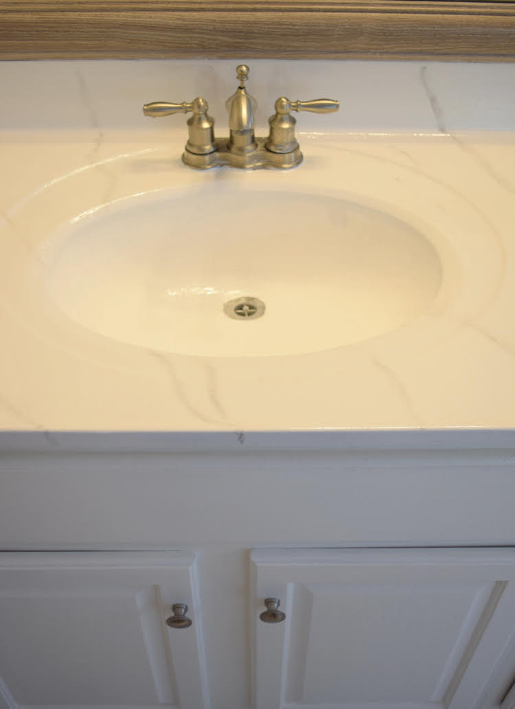 Easy Budget Sink Update Momhomeguide Com, Can You Refinish A Cultured Marble Vanity Top