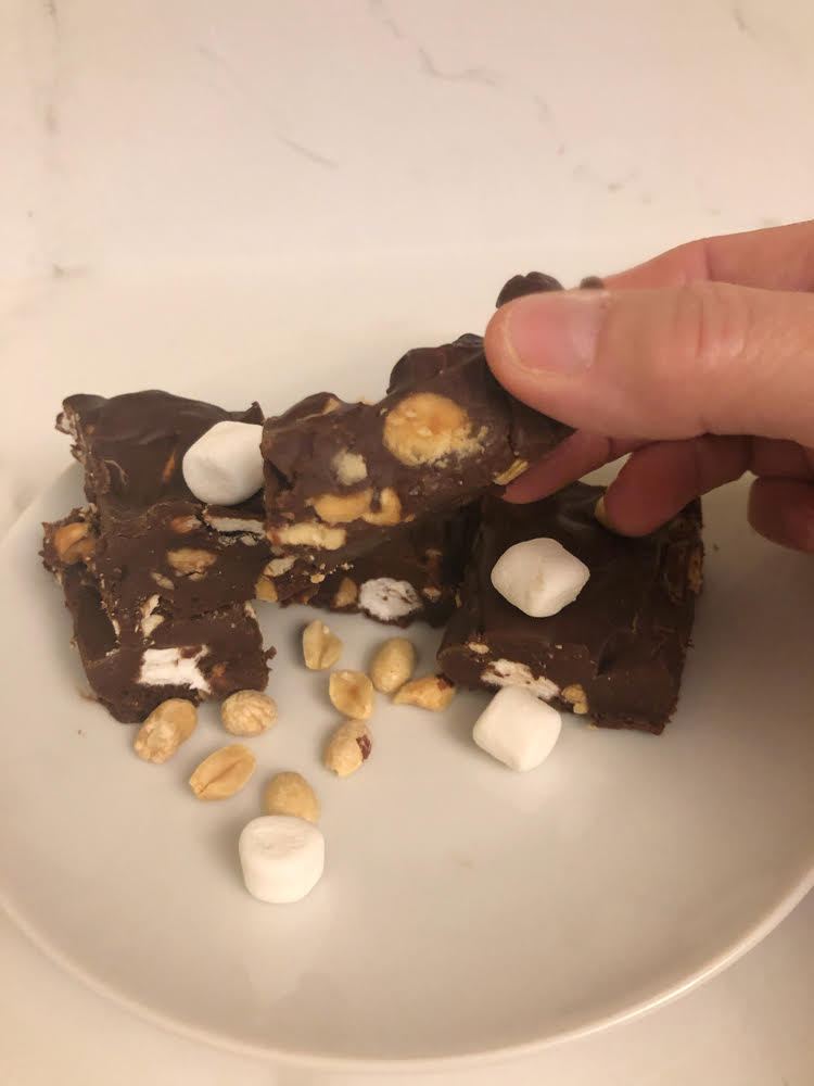 quick and easy pretzel rocky road fudge