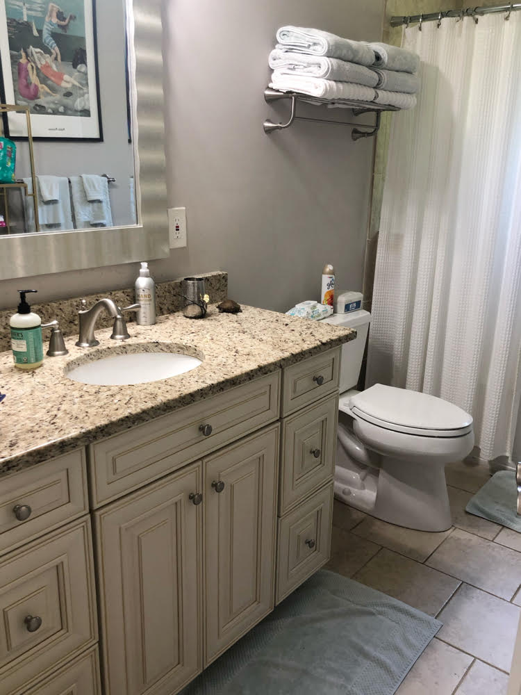 Annapolis Airbnb bathroom with granite counters