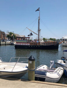 Annapolis waterfront with pirate ship tourist attradtion