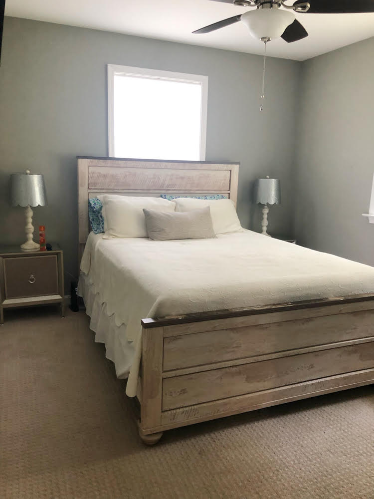 an Annapolis Airbnb bedroom with a queen sized bed