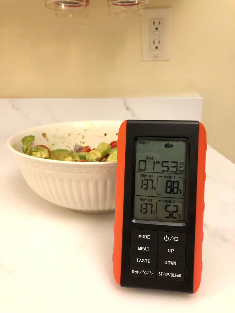 remote wireless cooking thermometer marble kitchen counter