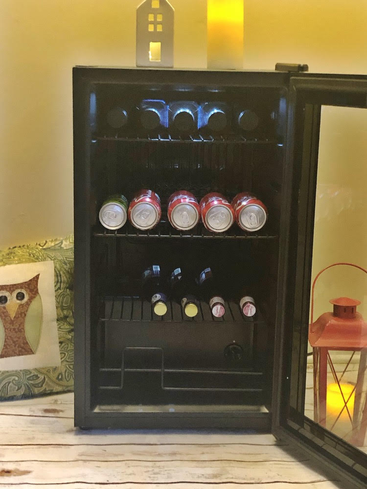 The NewAir 20th Anniversary Limited Edition Beverage Fridge can hold up to 100 beverage containers and can cool drinks to 37 degrees.