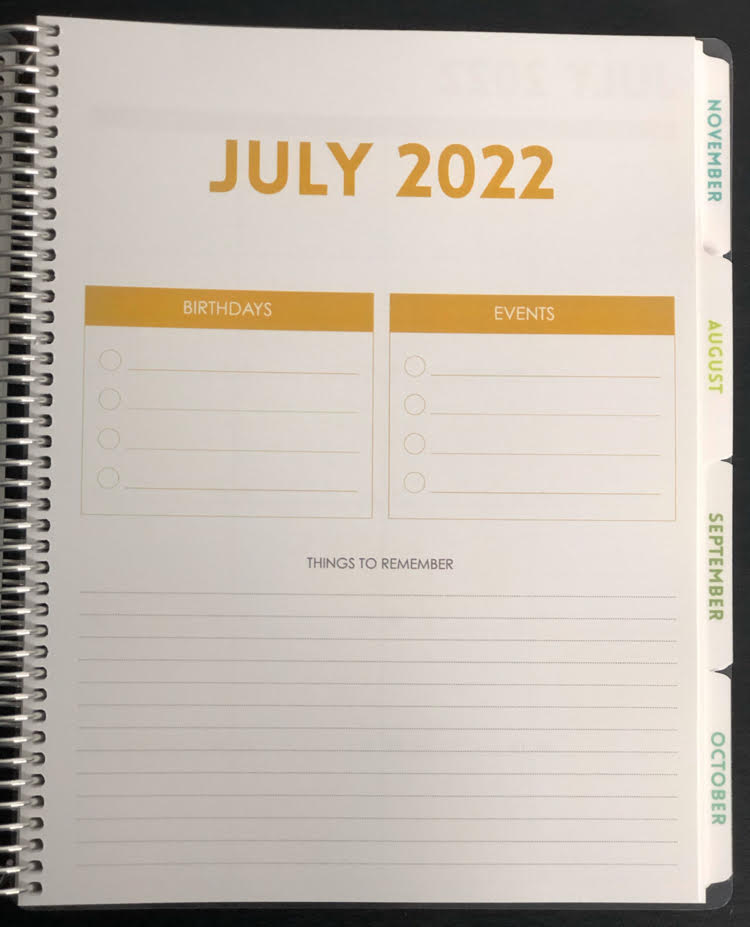 July planner page