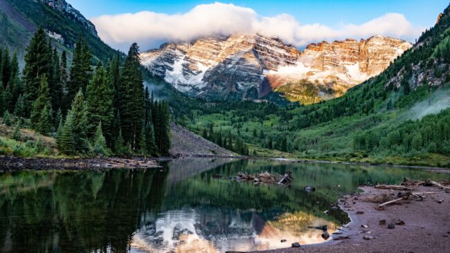 Beautiful lake surrounded by mountains in Colorado.